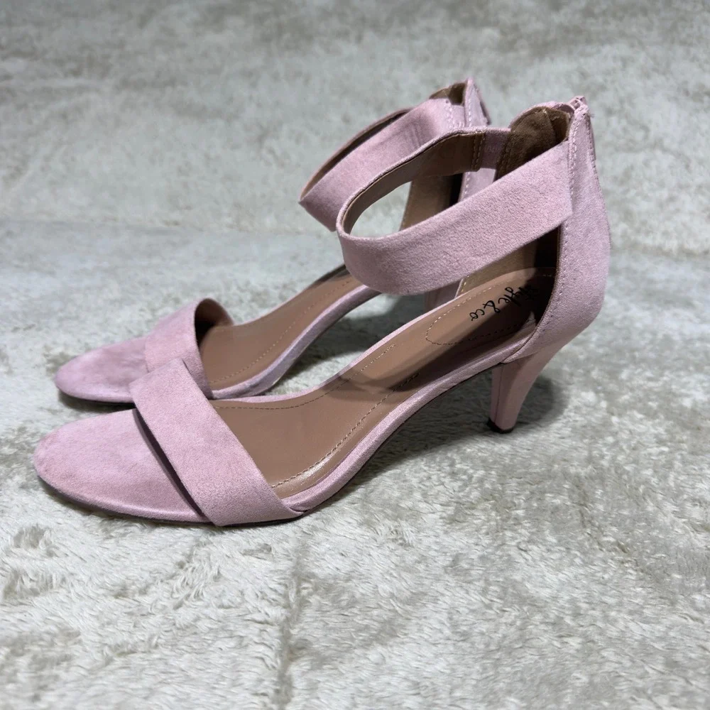 Style & Co Sandals Womens 8.5 Pink Payceef Kitten Heel Ankle Strap Dress Shoes